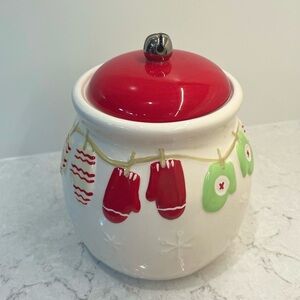 Hallmark Christmas holiday cookie jar mittens ceramic